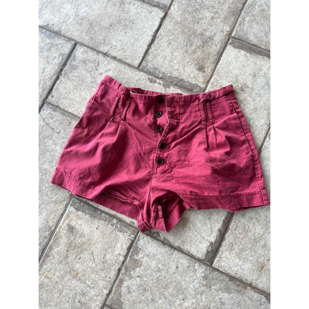 Abercrombie & Fitch Pink Linen Blend High Rise Button Fly Shorts Boho Summer M